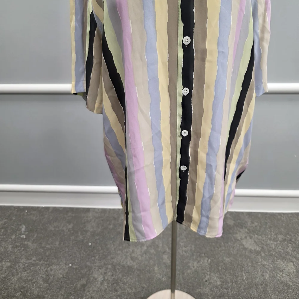 Stacy Adams Multicolor Striped Casual Button Down Shirt Silk - Picture 3 of 9